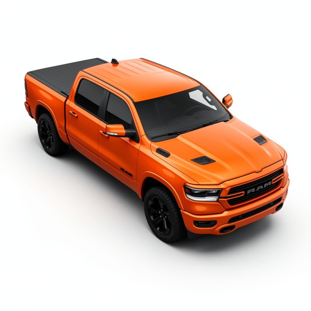 Orange DODGE RAM — left three-quarter from above, Easy Days livery